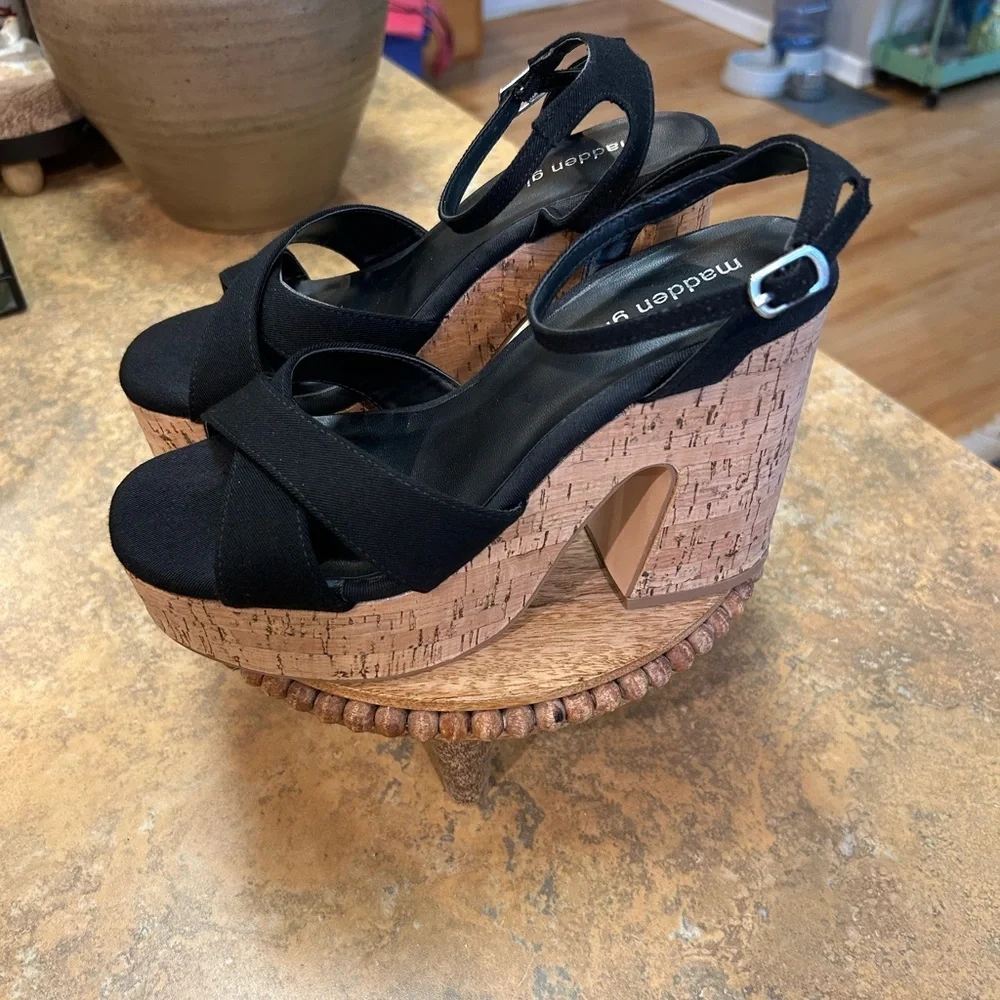 Madden Girl Ankle Strap Black Platform Sandals
